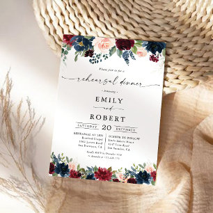 Burgundy and Navy Rehearsal Dinner Invitation