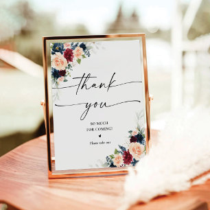 Burgundy and Navy Thank You Sign