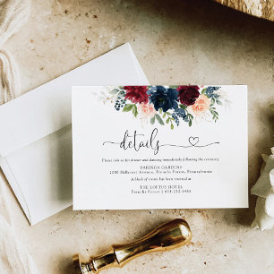 Burgundy and Navy Wedding Card