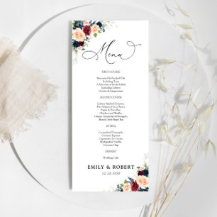 Burgundy and Navy Wedding Ceremony Menu