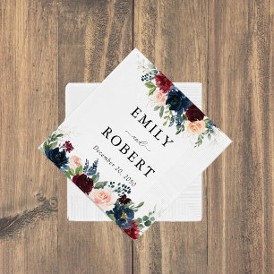 Burgundy and Navy Wedding Napkin