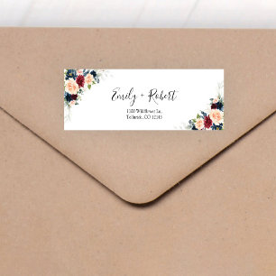 Burgundy and Navy Wedding Return Address