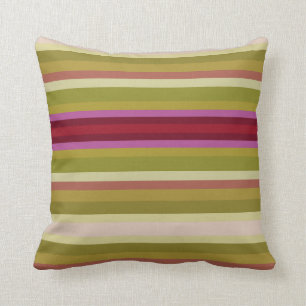 Burgundy And Olive Green Stripe Throw Pillow