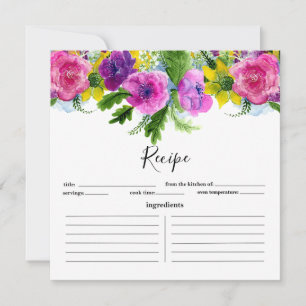 Burgundy and Pink Floral Garland Recipe Card