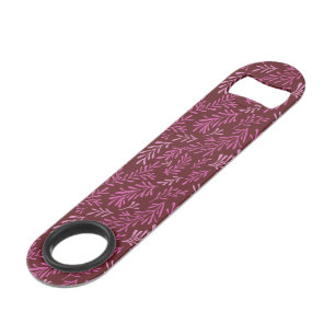 Burgundy and Pink Floral Tropical Leaf Pattern Bar Key