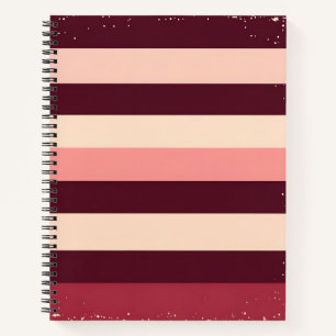 Burgundy and Pink Grunge Stripes Notebook