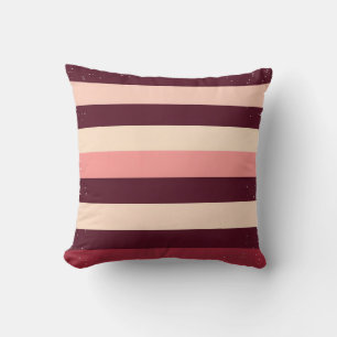 Burgundy and Pink Grunge Stripes Throw Pillow