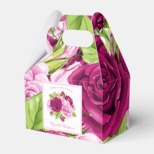 Burgundy and Pink Roses Favor Box