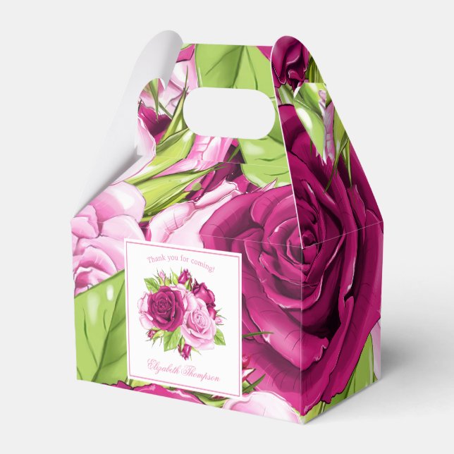 Burgundy and Pink Roses Favor Box (Back Side)