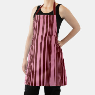 Burgundy and Pink Stripes Pattern Design  Apron