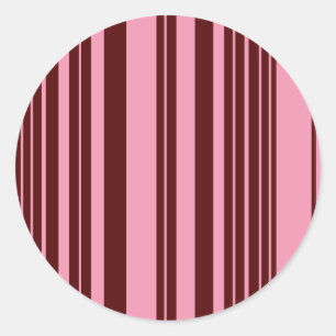 Burgundy and Pink Stripes Pattern Design Classic Round Sticker