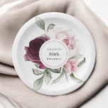 Burgundy and Pink Watercolor Roses 80th Birthday Paper Plate<br><div class="desc">Beautiful watercolor roses floral paper plates to add a personal look to your birthday party. This design is especially for a 80th birthday celebration, but the text can be edited to anything you wish! This lovely design feature a floral bouquet with a centre frame inset that you can personalize with...</div>
