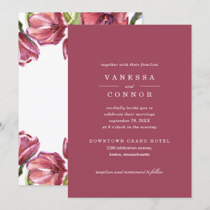 Burgundy and Poppies Elegant Boho Floral Wedding Invitation