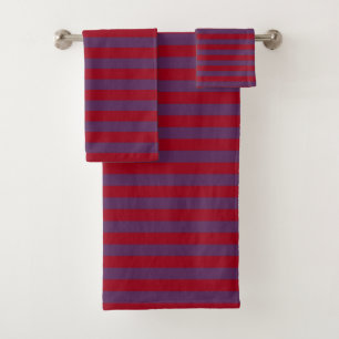 Burgundy and Purple Stripes Bath Towel Set