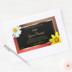 Burgundy and Red Glitter Black Product Labels Logo