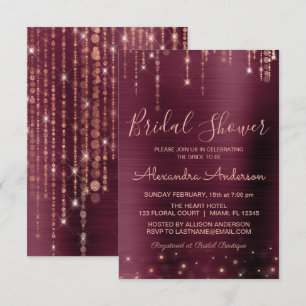 Burgundy and Rose Gold Bridal Shower Invitation