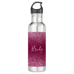 Burgundy and Silver Glitter 710 Ml Water Bottle