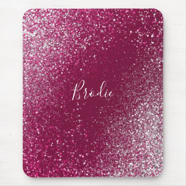 Burgundy and Silver Glitter Mouse Pad (Front)