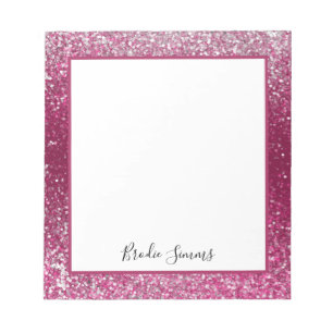Burgundy and Silver Glitter Notepad