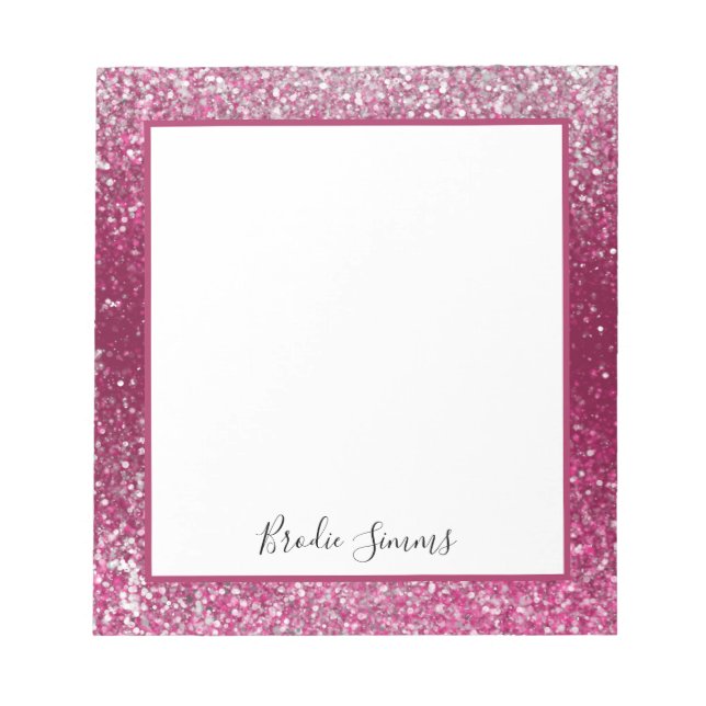 Burgundy and Silver Glitter Notepad (Front)