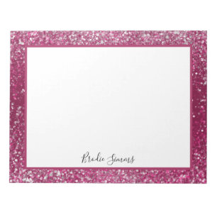 Burgundy and Silver Glitter Notepad
