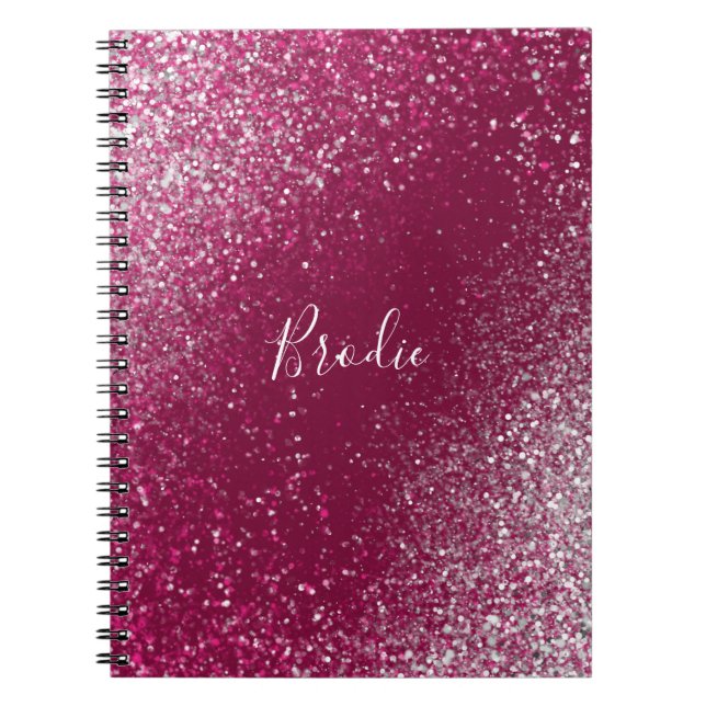 Burgundy and Silver Glitter Photo Notebook (Front)