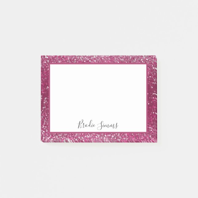 Burgundy and Silver Glitter Post-it Notes (Front)