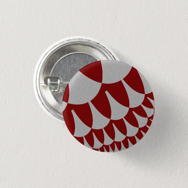 Burgundy and Silver Scales 1 Inch Round Button (Front & Back)