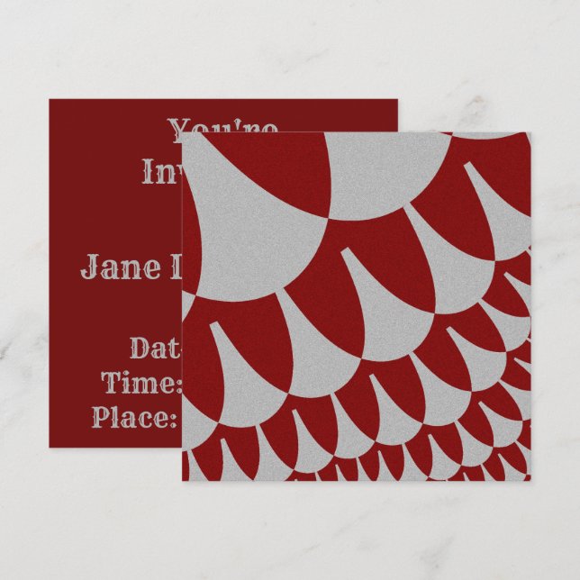 Burgundy and Silver Scales Invitation (Front/Back)
