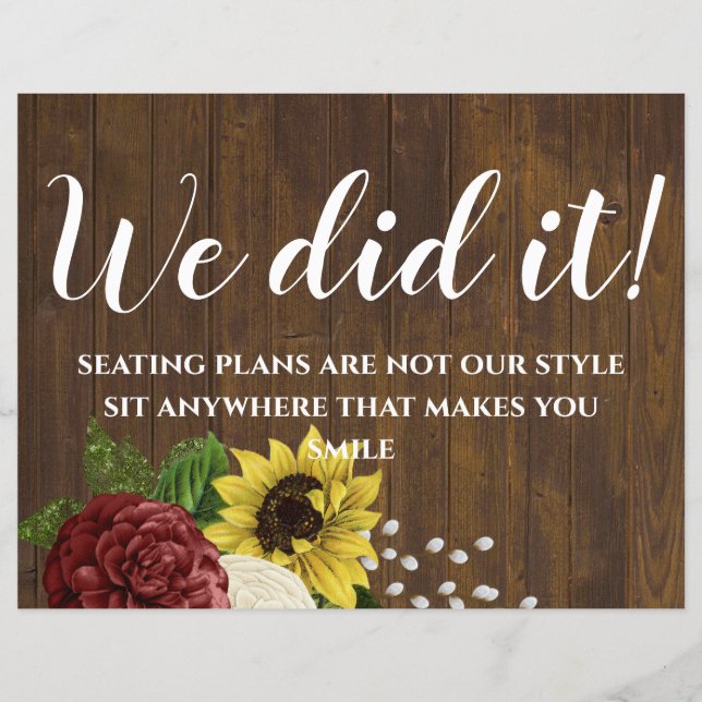 Burgundy and Sunflowers Themed Wedding Budget (Front)