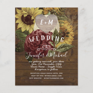 Burgundy and Sunflowers Themed Wedding Budget