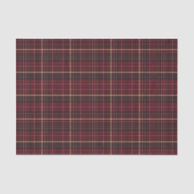 Burgundy and Tan Plaid Tartan Tissue Paper (Front)