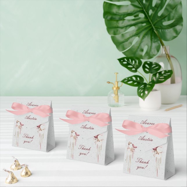 Burgundy and White Balloons and Lanterns On Grey  Favor Box (Multiple)