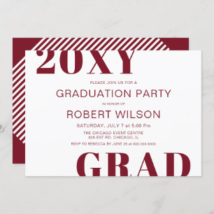 Burgundy and White Bold Typography Graduation Invitation