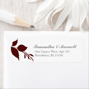 Burgundy and  White Botanical Return Address