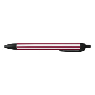Burgundy and white candy stripes black ink pen