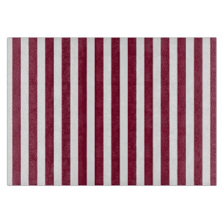 Burgundy and white candy stripes cutting board