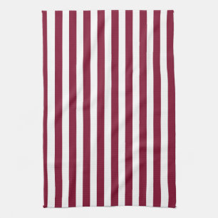 Burgundy and white candy stripes kitchen towel