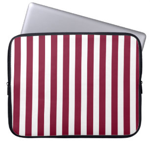 Burgundy and white candy stripes laptop sleeve