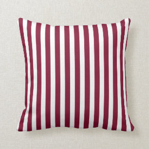 Burgundy and white candy stripes throw pillow