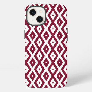 Burgundy and white diamond pattern Case-Mate iPhon iPhone 13 Case