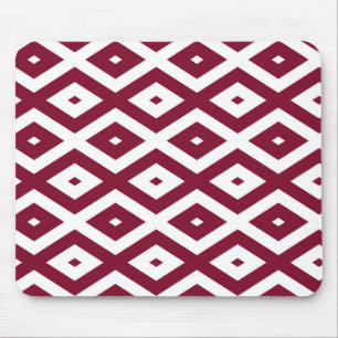 Burgundy and white diamond pattern mouse pad