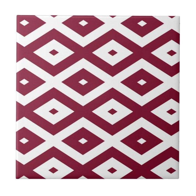Burgundy and white diamond pattern tile (Front)