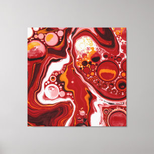 Burgundy and White Digital Fluid Art   Canvas Print