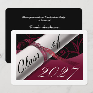 Burgundy and White Graduation Party Invitation