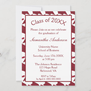 Burgundy and White Graduation Party Invitation