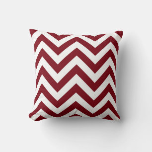 Burgundy and White Large Chevron ZigZag Pattern Throw Pillow