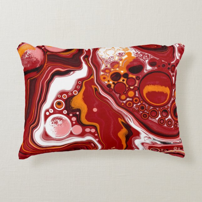 Burgundy and White Marble Fluid Art   Accent Pillow (Front)