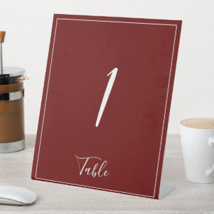 Burgundy and White Minimalist Wedding Pedestal Sign