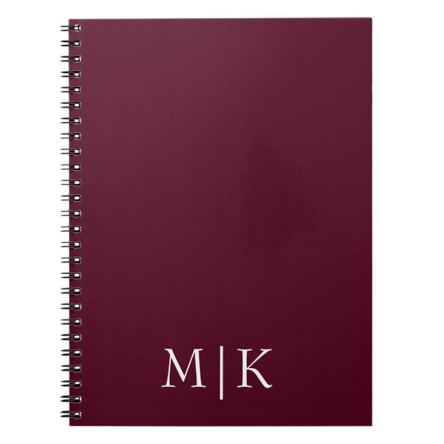 Burgundy and White | Modern Monogram Notebook (Front)